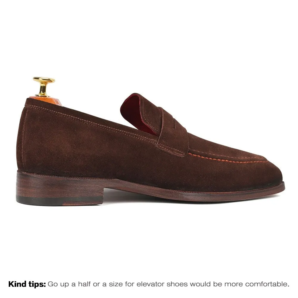 6CM/2.36 Inches CMR CHAMARIPA Men’s Elevator Shoes – Brown Suede Penny Loafers