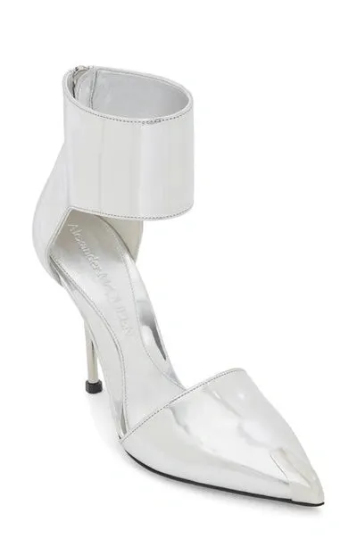 ALEXANDER MCQUEEN SILVER HARNESS PUNK HEELS