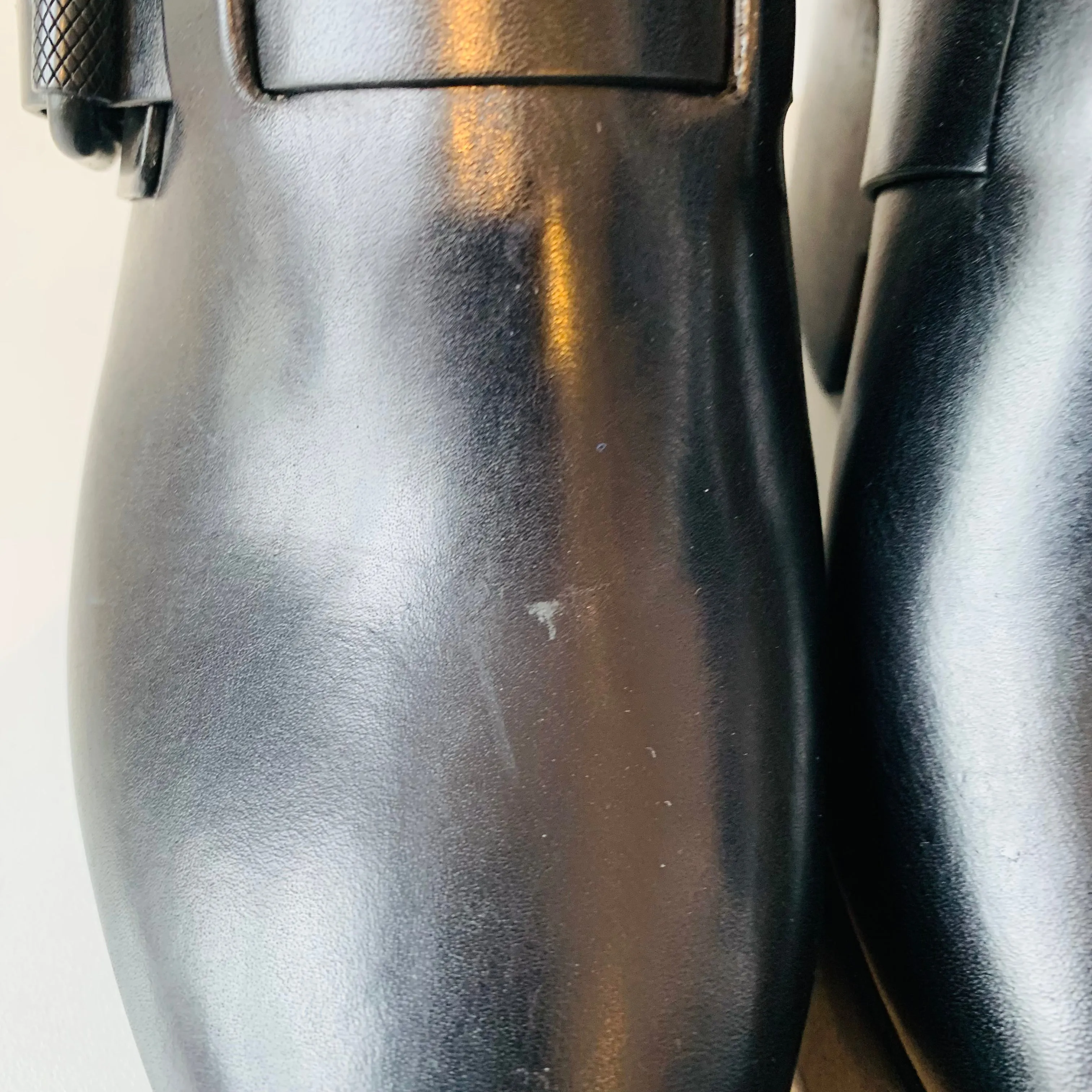 All Saints Black Leather and Wood Heeled Platform Mule Size 39