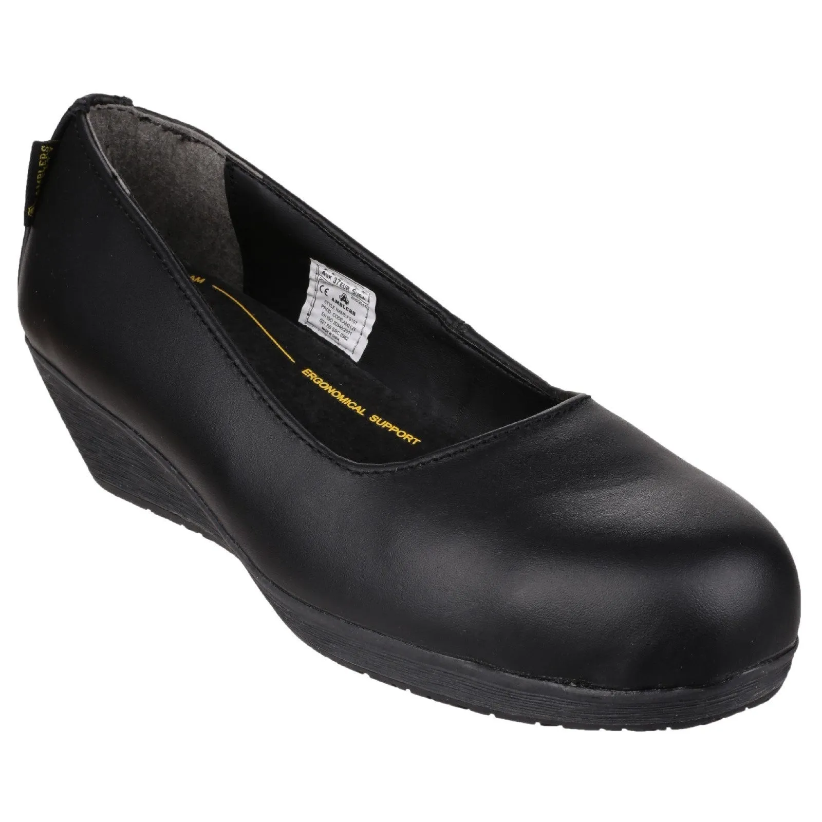 Amblers Safety FS107 Antibacterial Memory Foam Slip on Wedged Safety Court Shoe