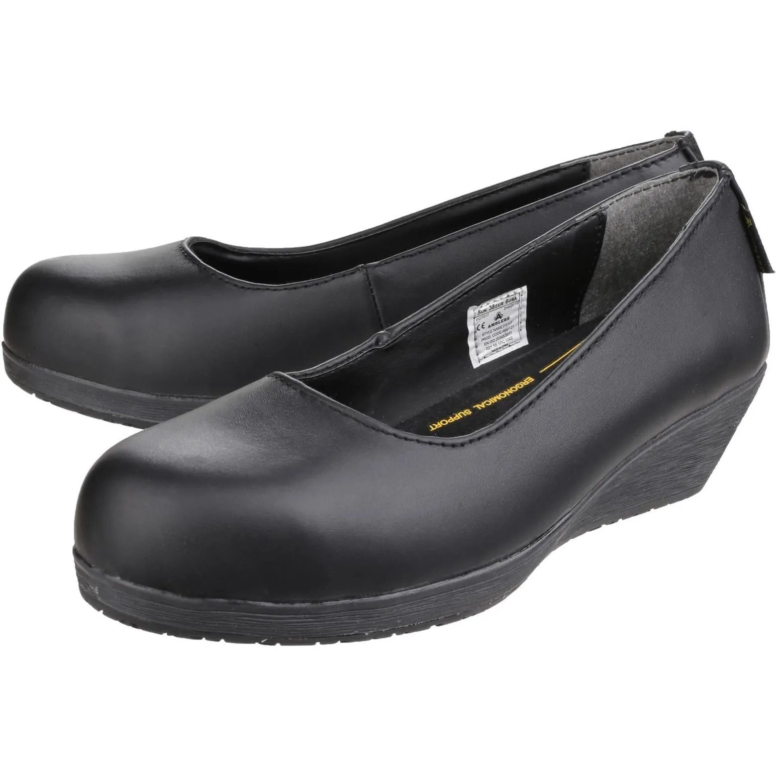 Amblers Safety FS107 Antibacterial Memory Foam Slip on Wedged Safety Court Shoe