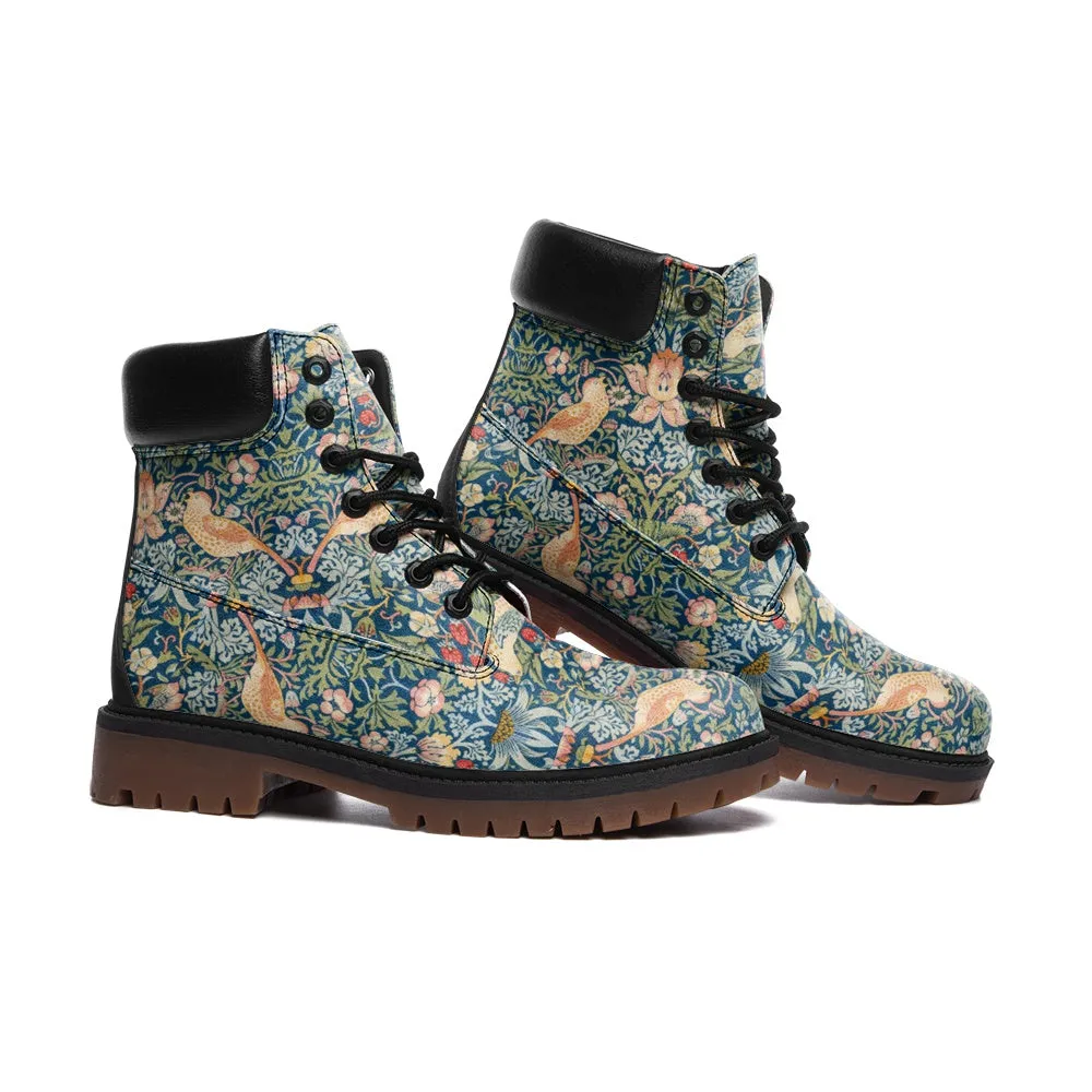 Art Nouveau William Morris Padded Vegan Leather Combat Boots