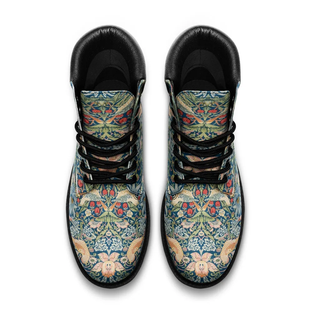 Art Nouveau William Morris Padded Vegan Leather Combat Boots