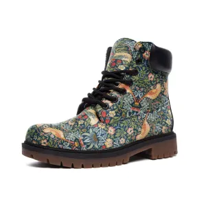 Art Nouveau William Morris Padded Vegan Leather Combat Boots