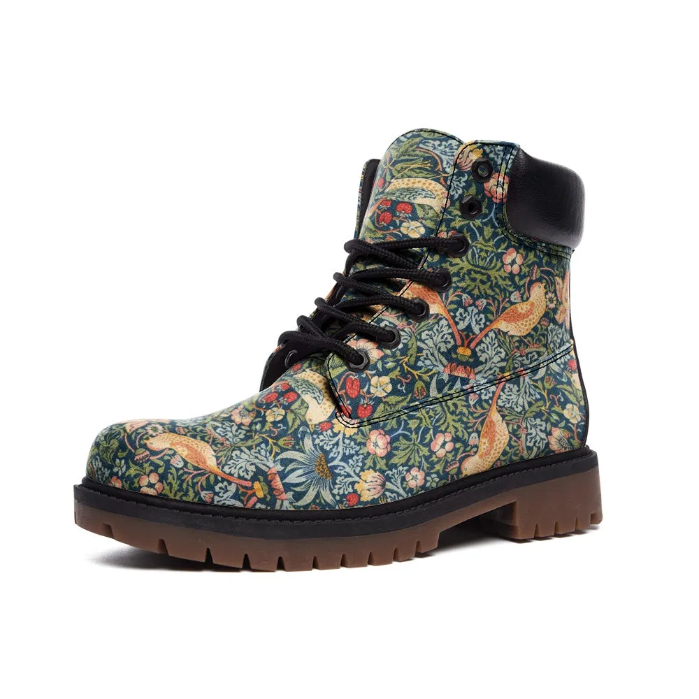 Art Nouveau William Morris Padded Vegan Leather Combat Boots