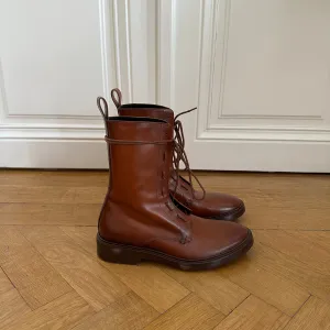 Balenciaga FW17 Brown Leather Combat Boots