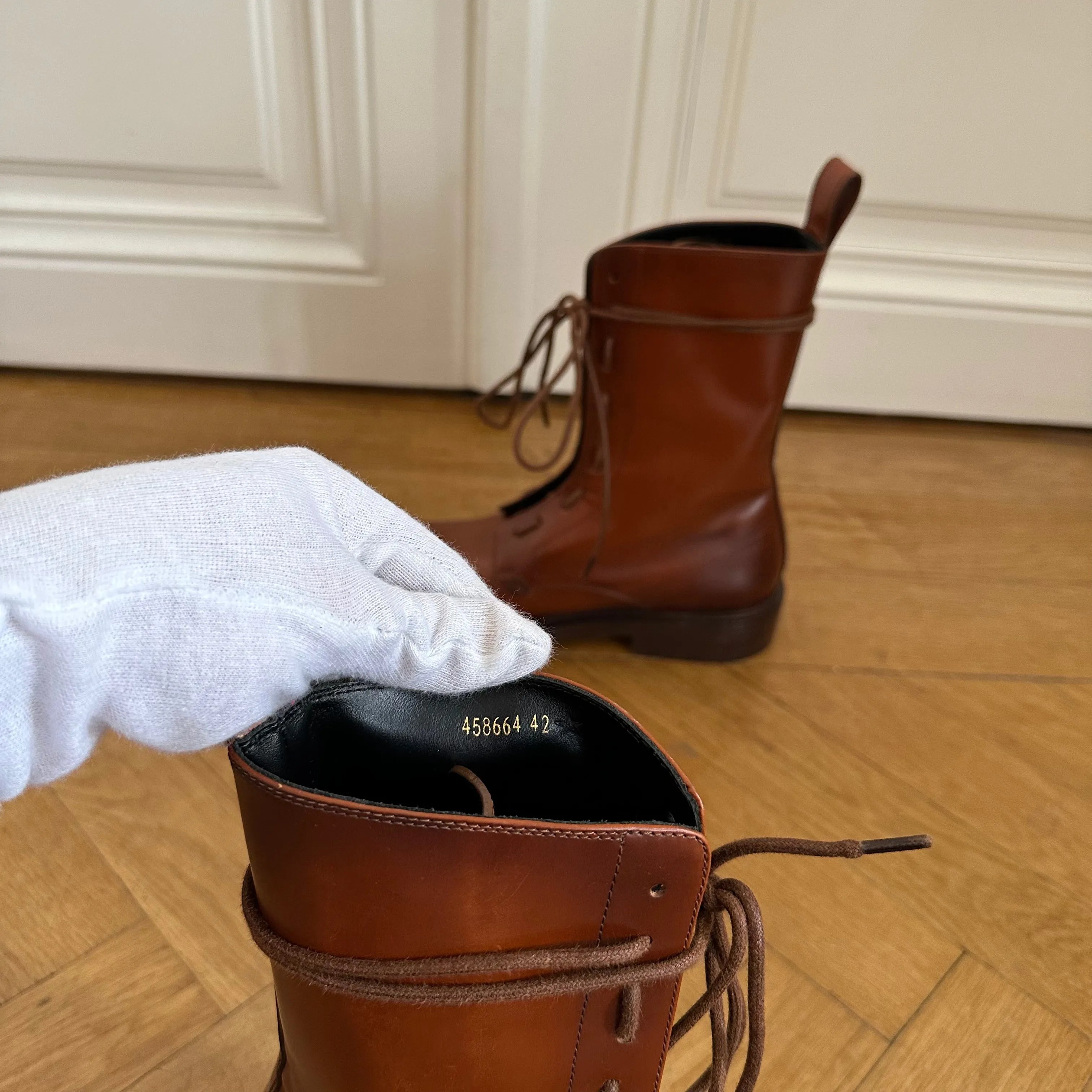 Balenciaga FW17 Brown Leather Combat Boots