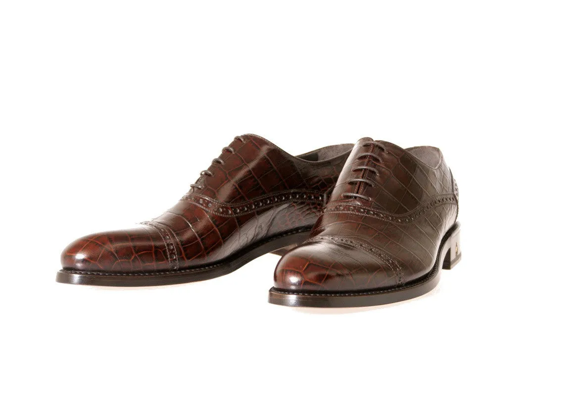 Birelli Alligator-Embossed Oxford Shoes