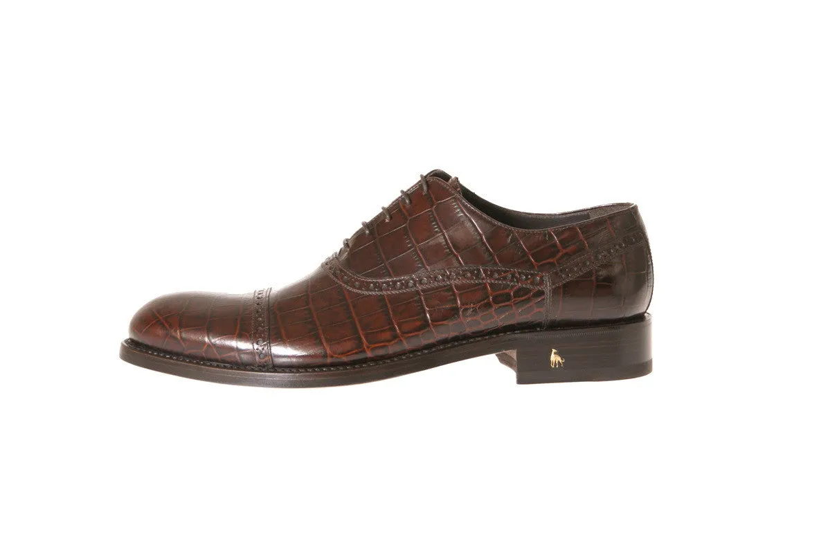 Birelli Alligator-Embossed Oxford Shoes