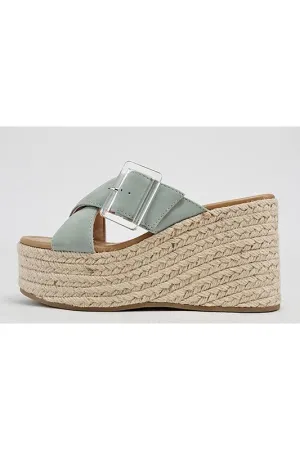 Buckle X-Strap Platform Wedge