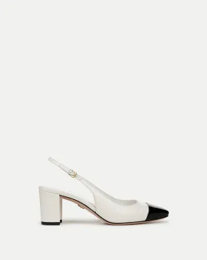 Cecile Croc-Embossed Cap-Toe Slingback Pump