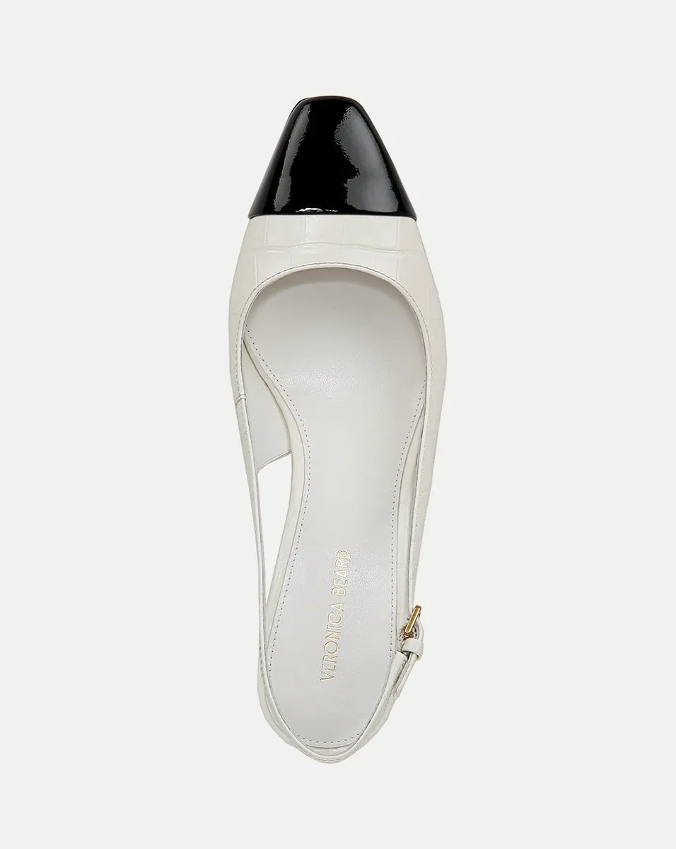 Cecile Croc-Embossed Cap-Toe Slingback Pump