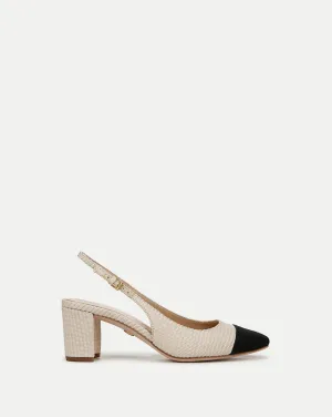 Cecile Raffia Cap-Toe Slingback Pump