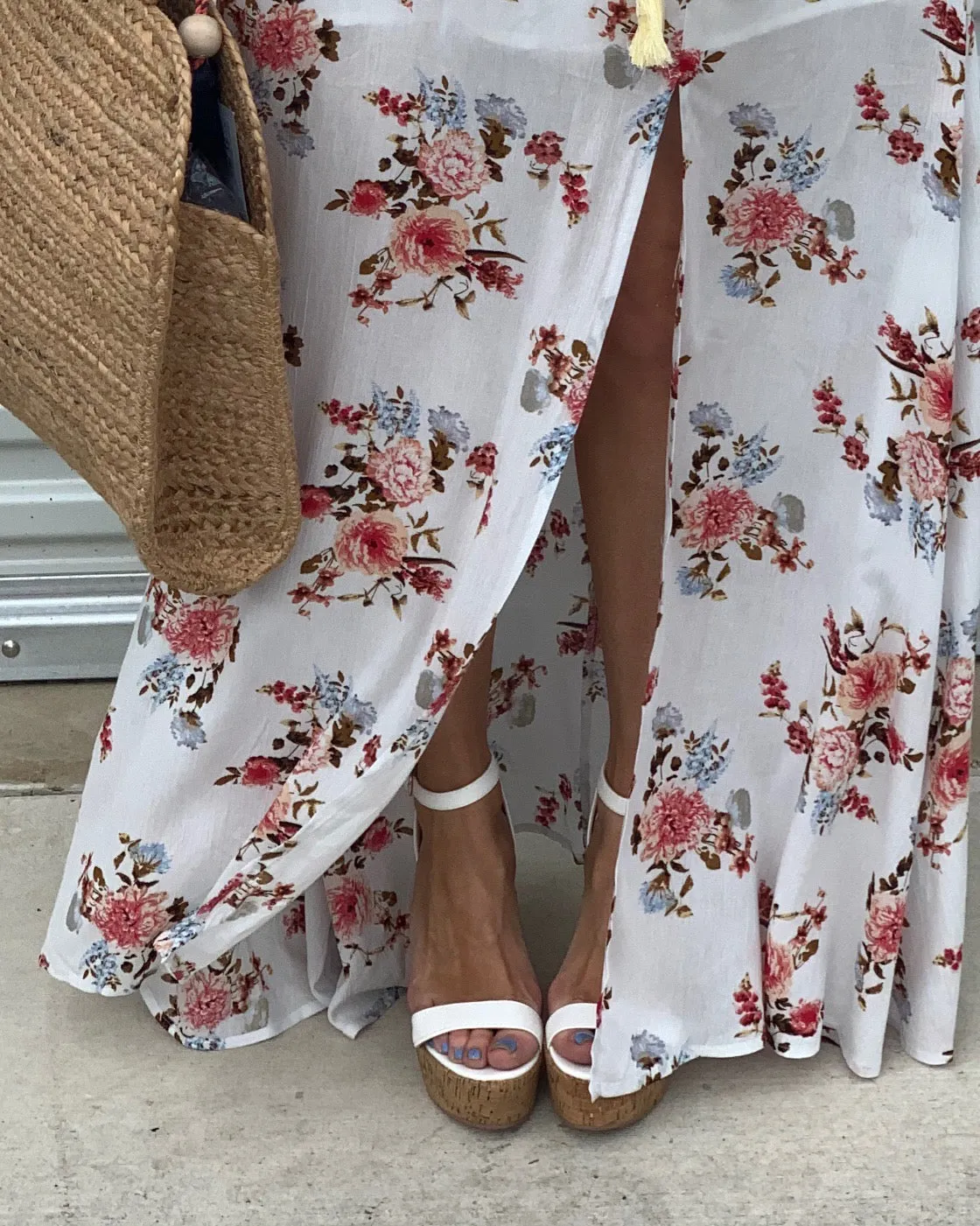 Checkmate White Wedge Sandal