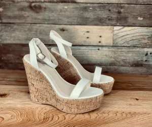 Checkmate White Wedge Sandal