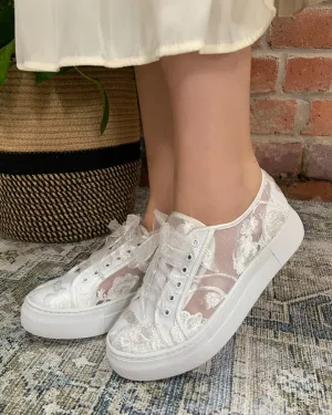 Codie Ivory Floral Lace Sneakers | Perfect Bridal Company