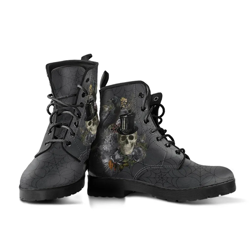 Combat Boots - Goth Shoes #11 Spiderweb Boots | Women’s Boots, Vegan Leather Lace Up Boots, Handmade Lace Up Boots, Goth Boots, Gothic Boots