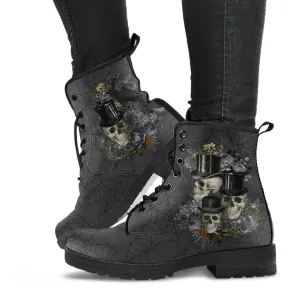 Combat Boots - Goth Shoes #11 Spiderweb Boots | Women’s Boots, Vegan Leather Lace Up Boots, Handmade Lace Up Boots, Goth Boots, Gothic Boots