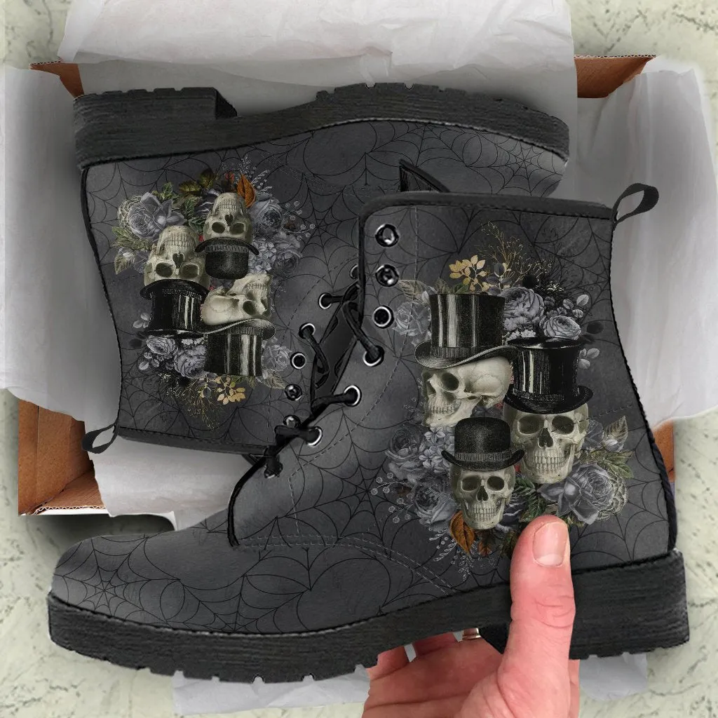 Combat Boots - Goth Shoes #11 Spiderweb Boots | Women’s Boots, Vegan Leather Lace Up Boots, Handmade Lace Up Boots, Goth Boots, Gothic Boots