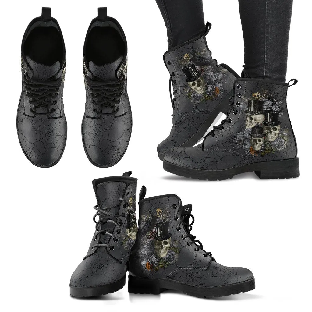 Combat Boots - Goth Shoes #11 Spiderweb Boots | Women’s Boots, Vegan Leather Lace Up Boots, Handmade Lace Up Boots, Goth Boots, Gothic Boots