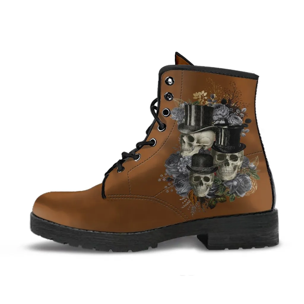 Combat Boots - Goth Shoes #12 Classic Brown | Brown Lace Up Boots Women, Vegan Leather Lace Up Boots, Handmade Lace Up Boots, Women's Boots