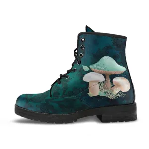 Combat Boots - Mushroom Boots #101 | Mushroom Gift, Birthday Gift Idea, Vegan Leather Lace Up Boots, Custom Unisex Adult Shoes, Gift for Her