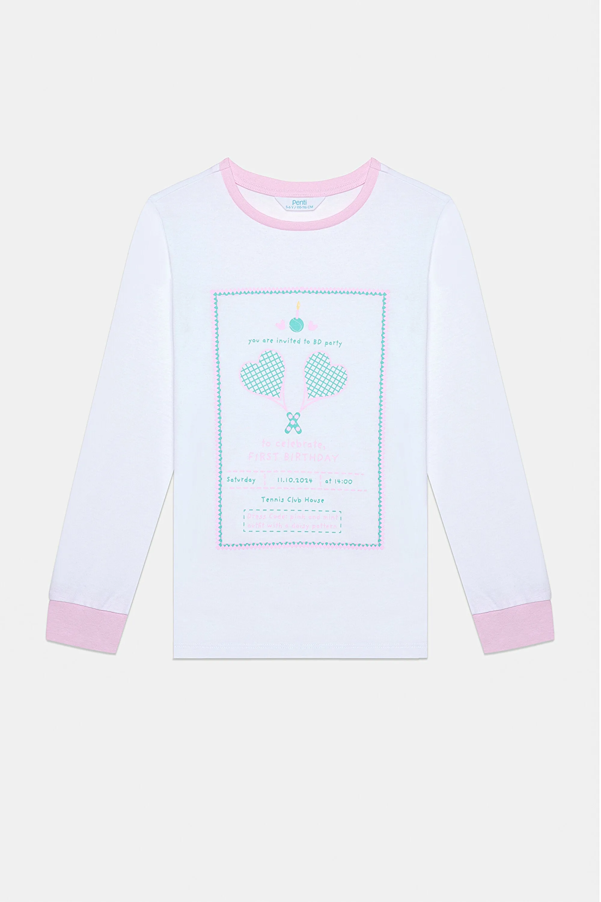 Cotton Girls Birthday Party Multicolored 2-Piece Pajama Set