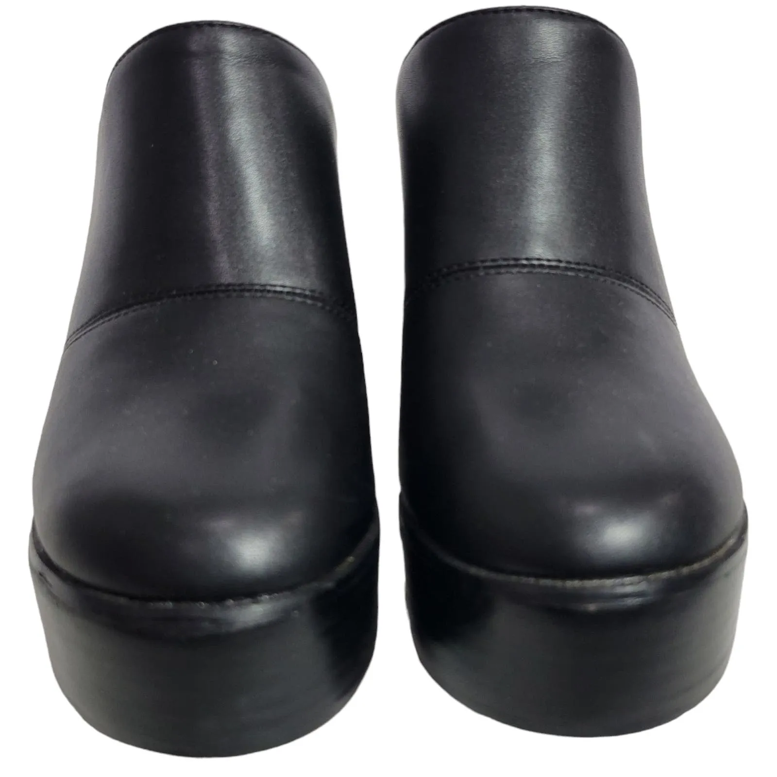 Current Mood K Thx Bye Clogs Black Chunky Platform Retro Faux Leather Heels Mule Size 7