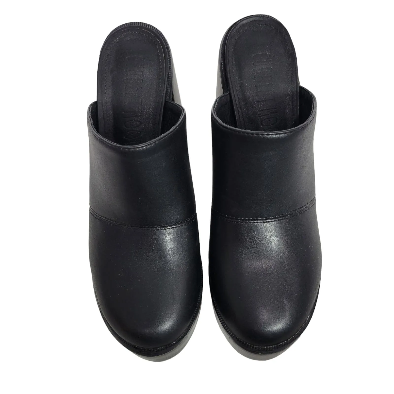 Current Mood K Thx Bye Clogs Black Chunky Platform Retro Faux Leather Heels Mule Size 7