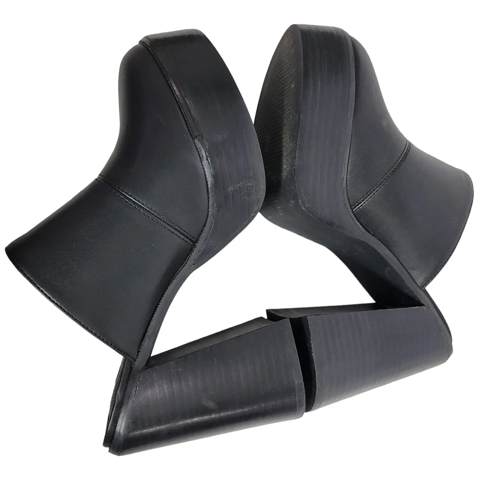 Current Mood K Thx Bye Clogs Black Chunky Platform Retro Faux Leather Heels Mule Size 7