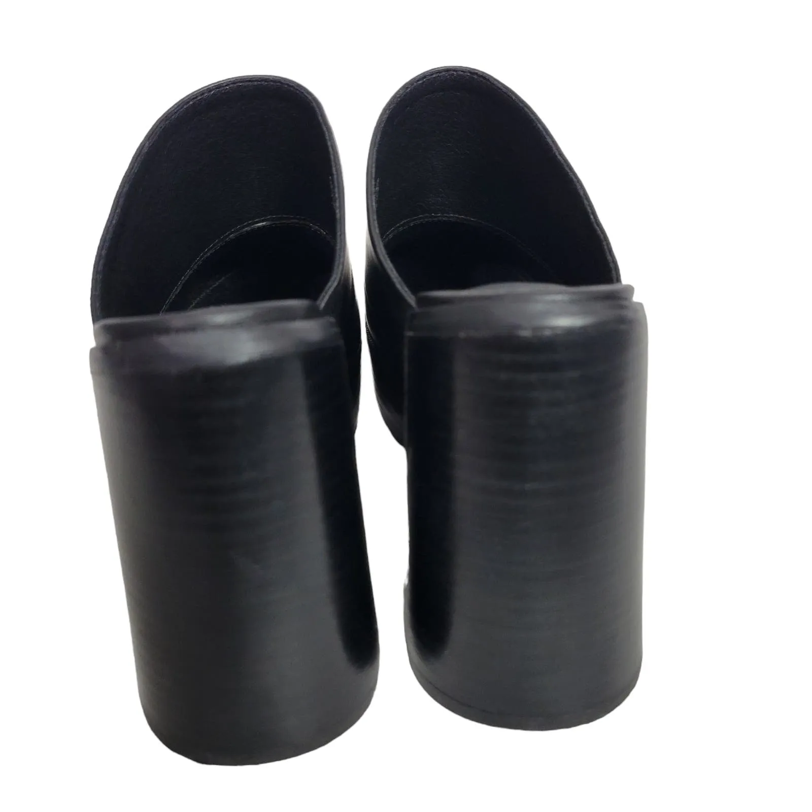 Current Mood K Thx Bye Clogs Black Chunky Platform Retro Faux Leather Heels Mule Size 7