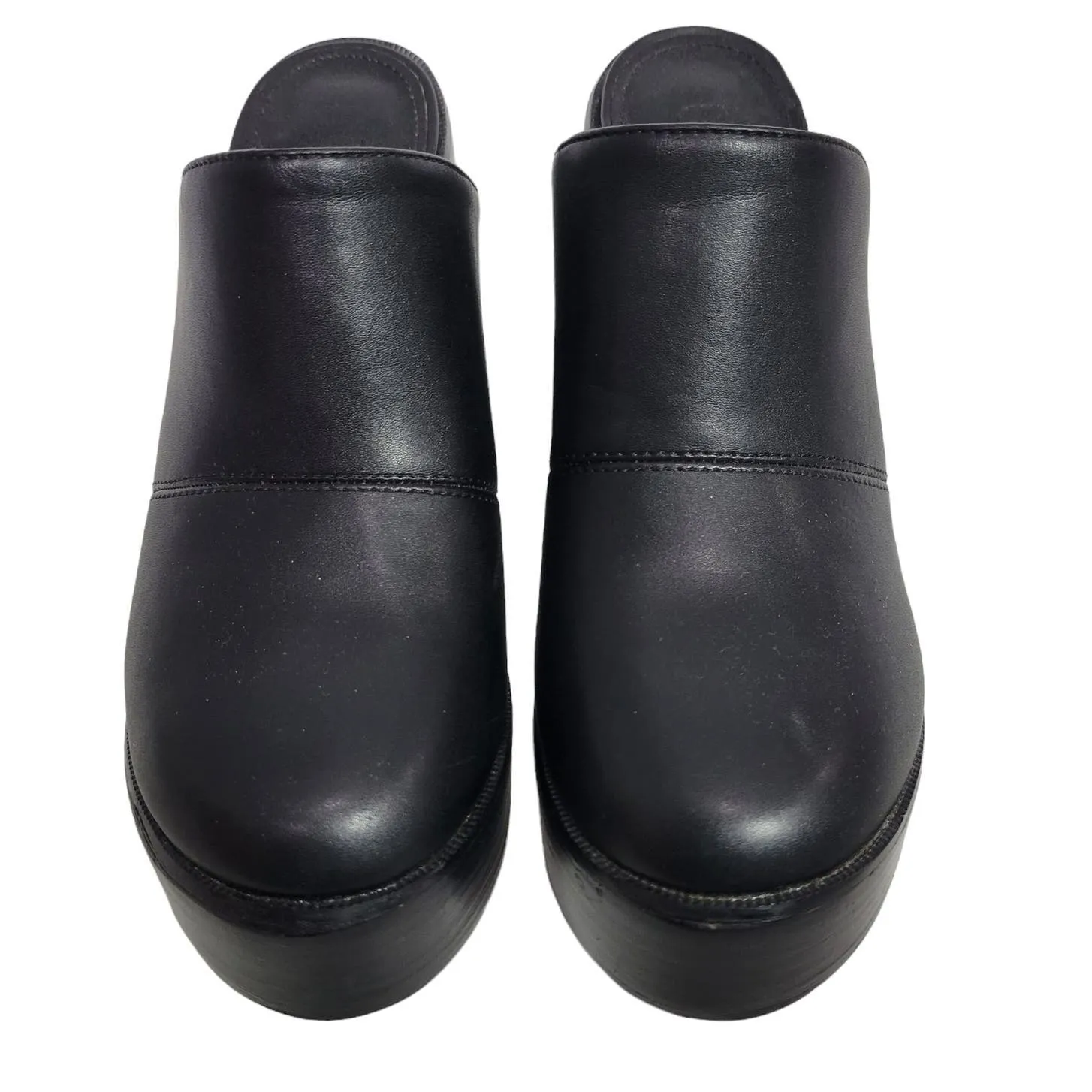 Current Mood K Thx Bye Clogs Black Chunky Platform Retro Faux Leather Heels Mule Size 7