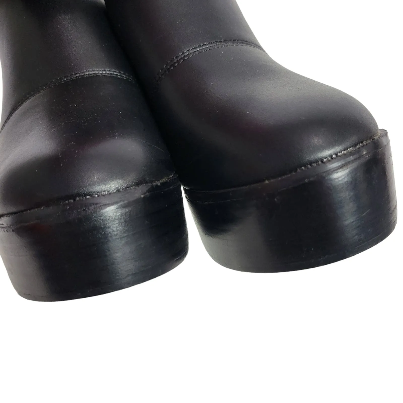 Current Mood K Thx Bye Clogs Black Chunky Platform Retro Faux Leather Heels Mule Size 7