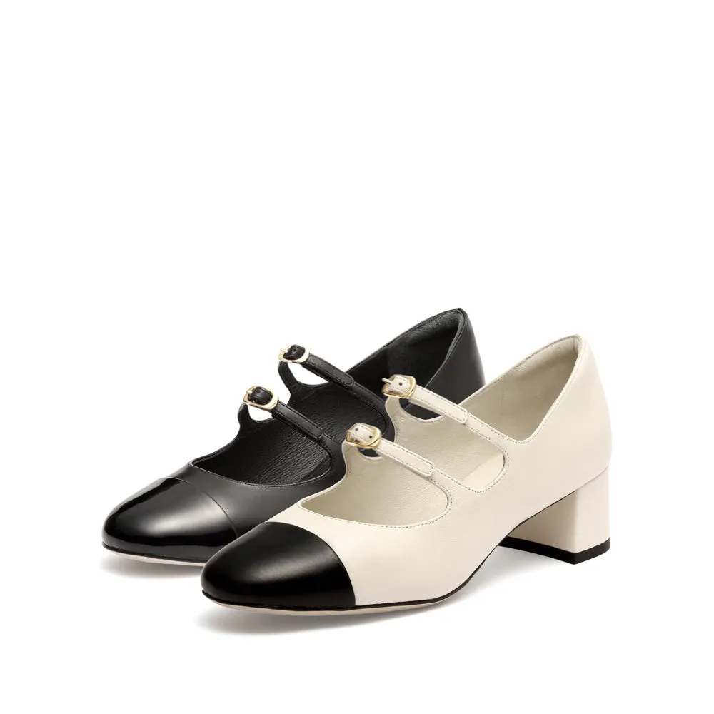 Double strap Toe Cap Mary Jane Pumps