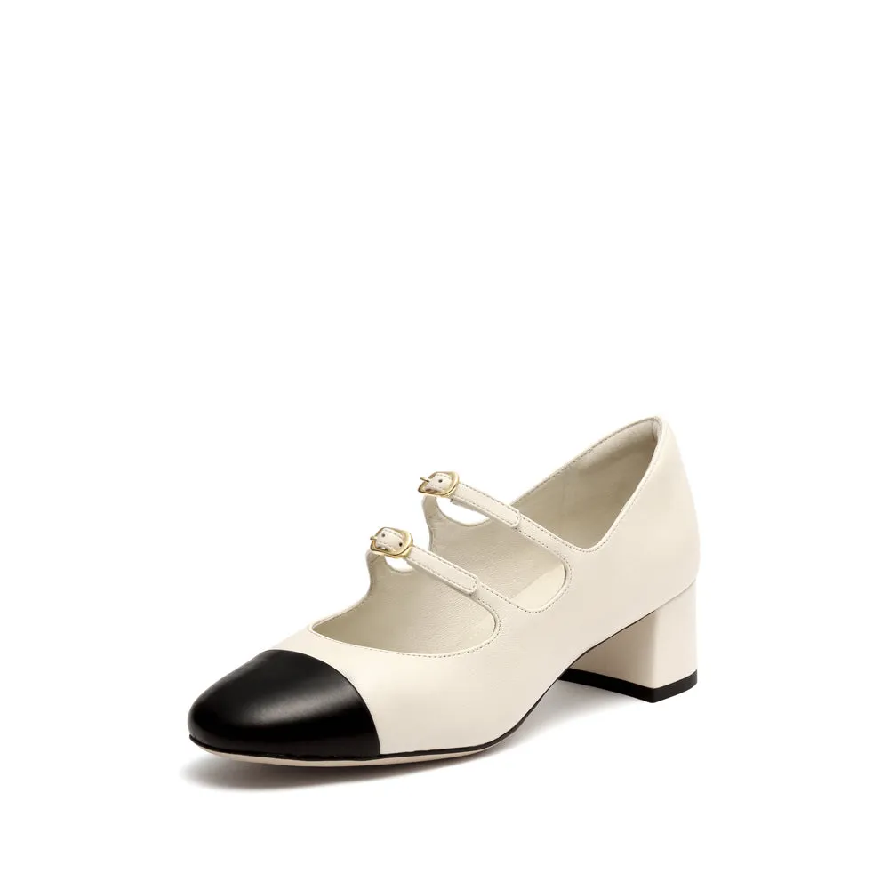 Double strap Toe Cap Mary Jane Pumps
