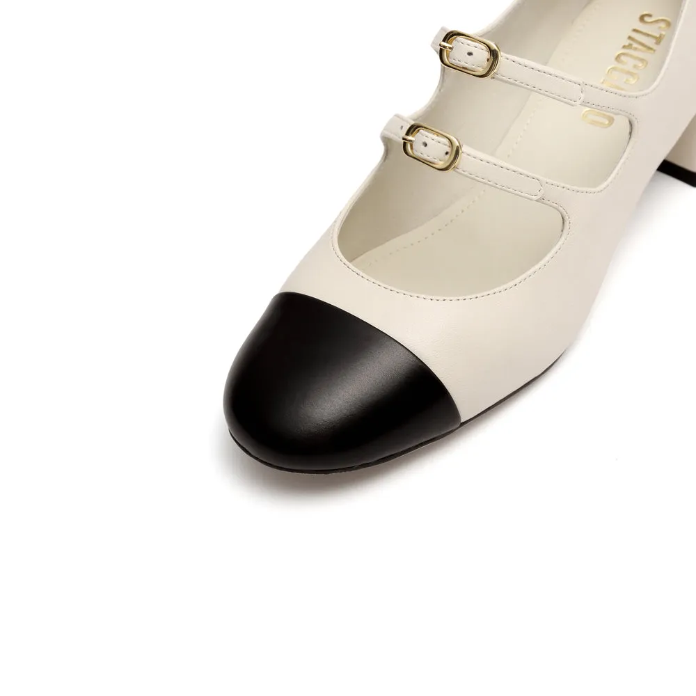 Double strap Toe Cap Mary Jane Pumps