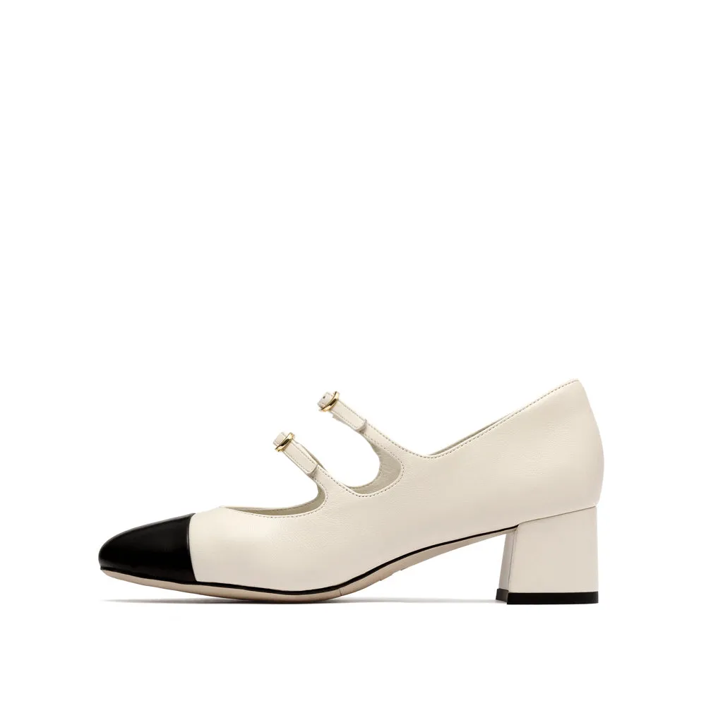 Double strap Toe Cap Mary Jane Pumps
