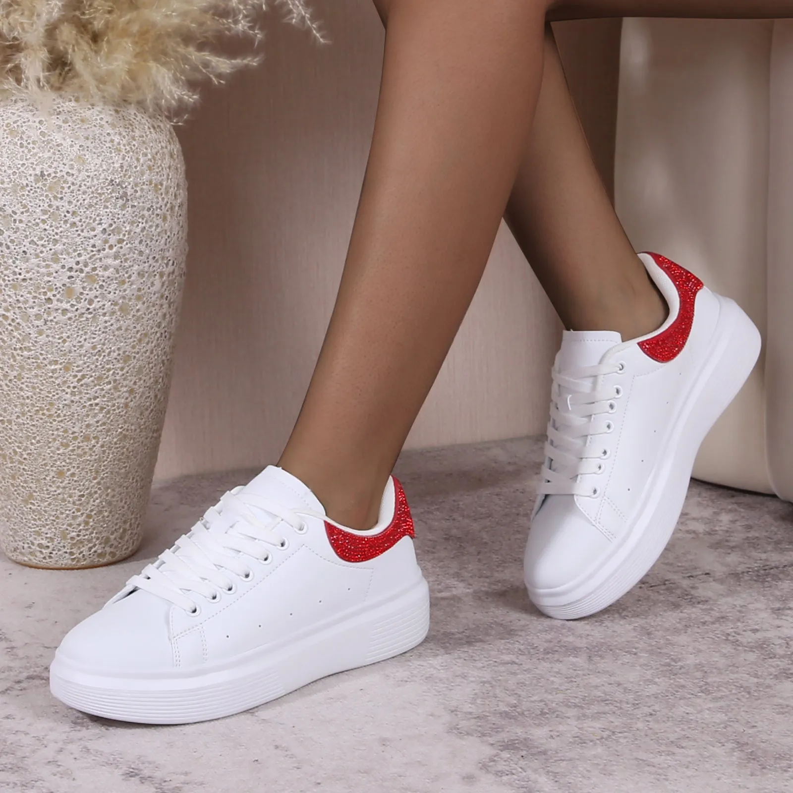 Fortuna Platform Sneaker with Rhinestone Accent