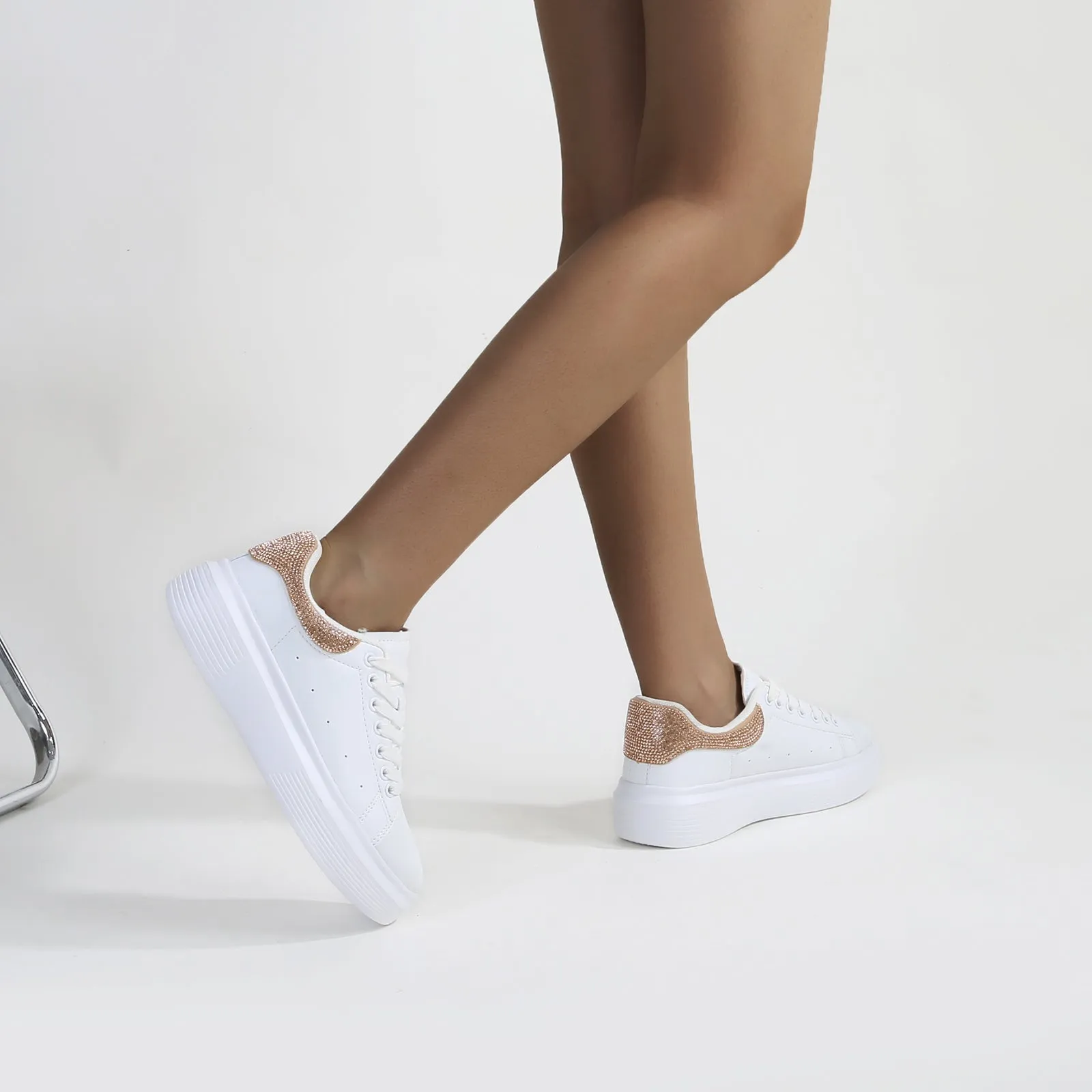 Fortuna Platform Sneaker with Rhinestone Accent
