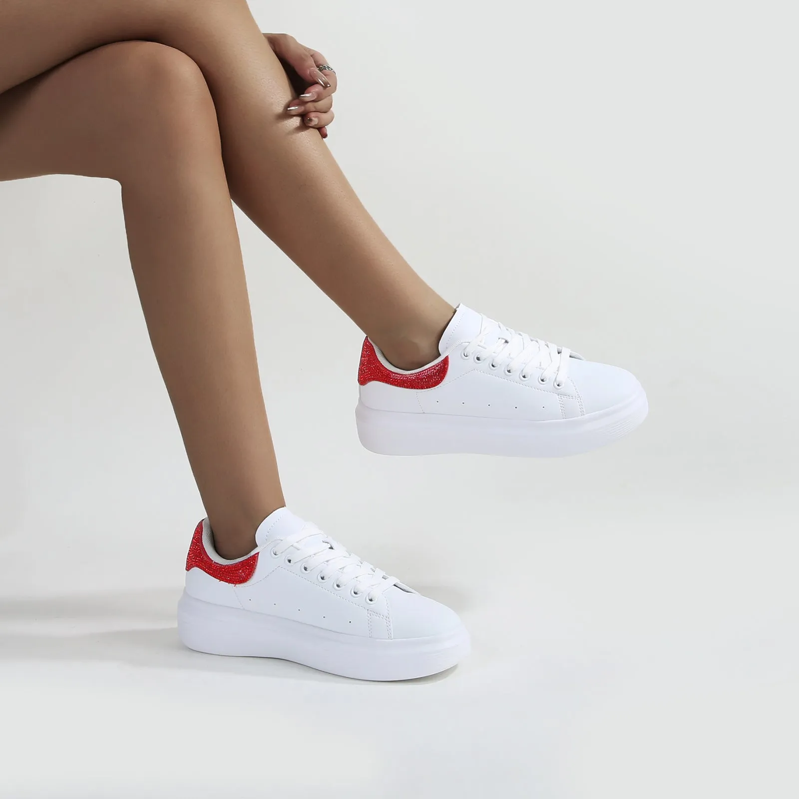 Fortuna Platform Sneaker with Rhinestone Accent