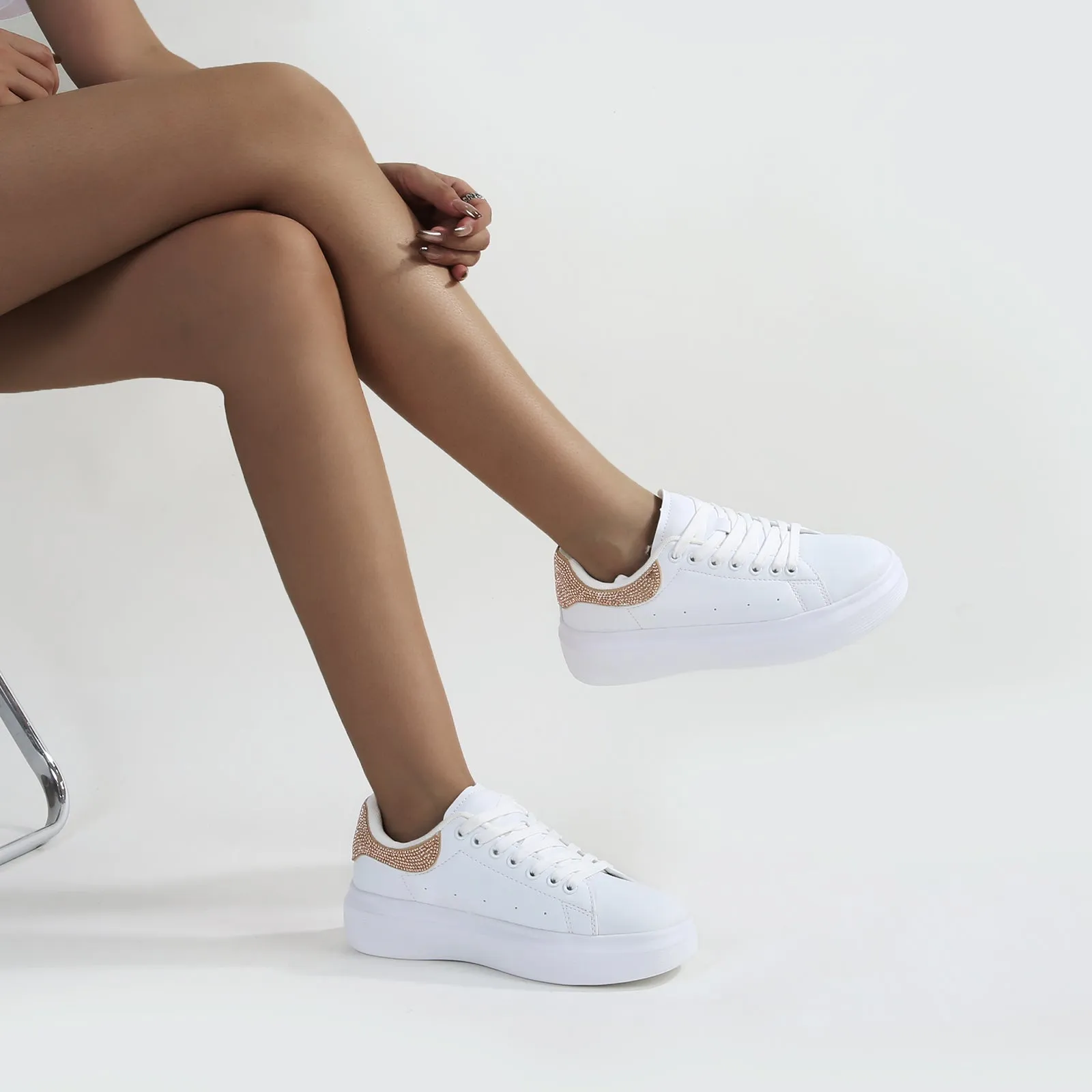 Fortuna Platform Sneaker with Rhinestone Accent