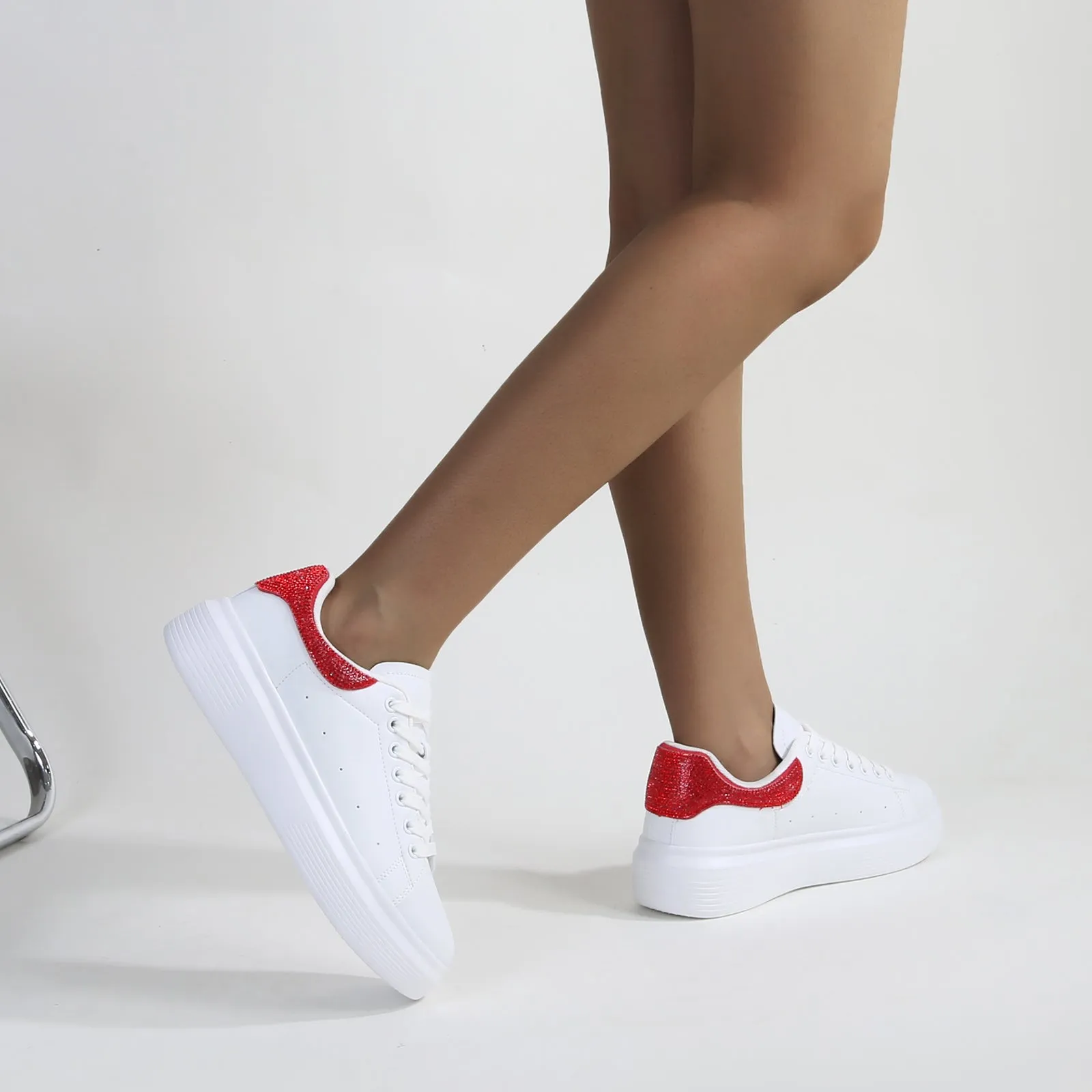 Fortuna Platform Sneaker with Rhinestone Accent