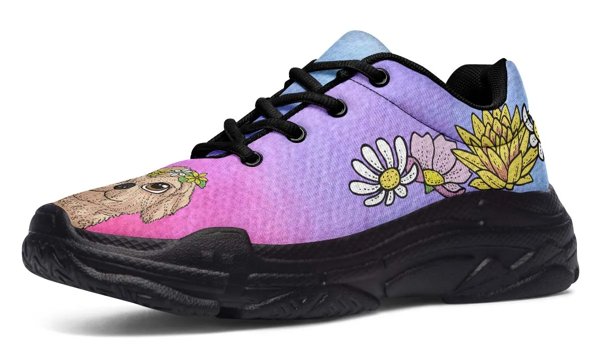 Fun Floral Goldendoodle Chunky Sneakers