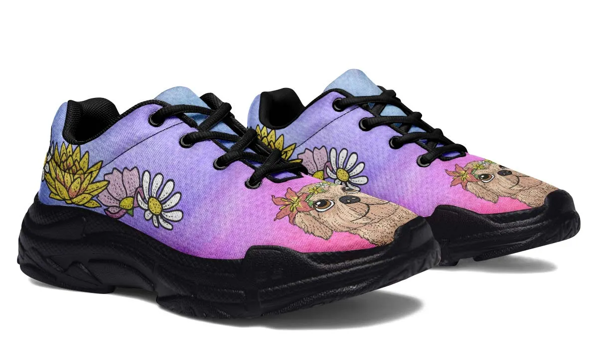 Fun Floral Goldendoodle Chunky Sneakers