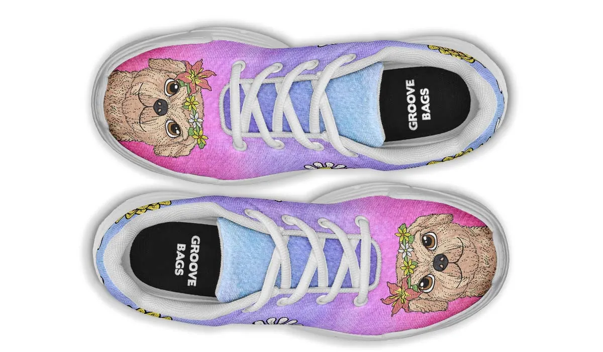 Fun Floral Goldendoodle Chunky Sneakers