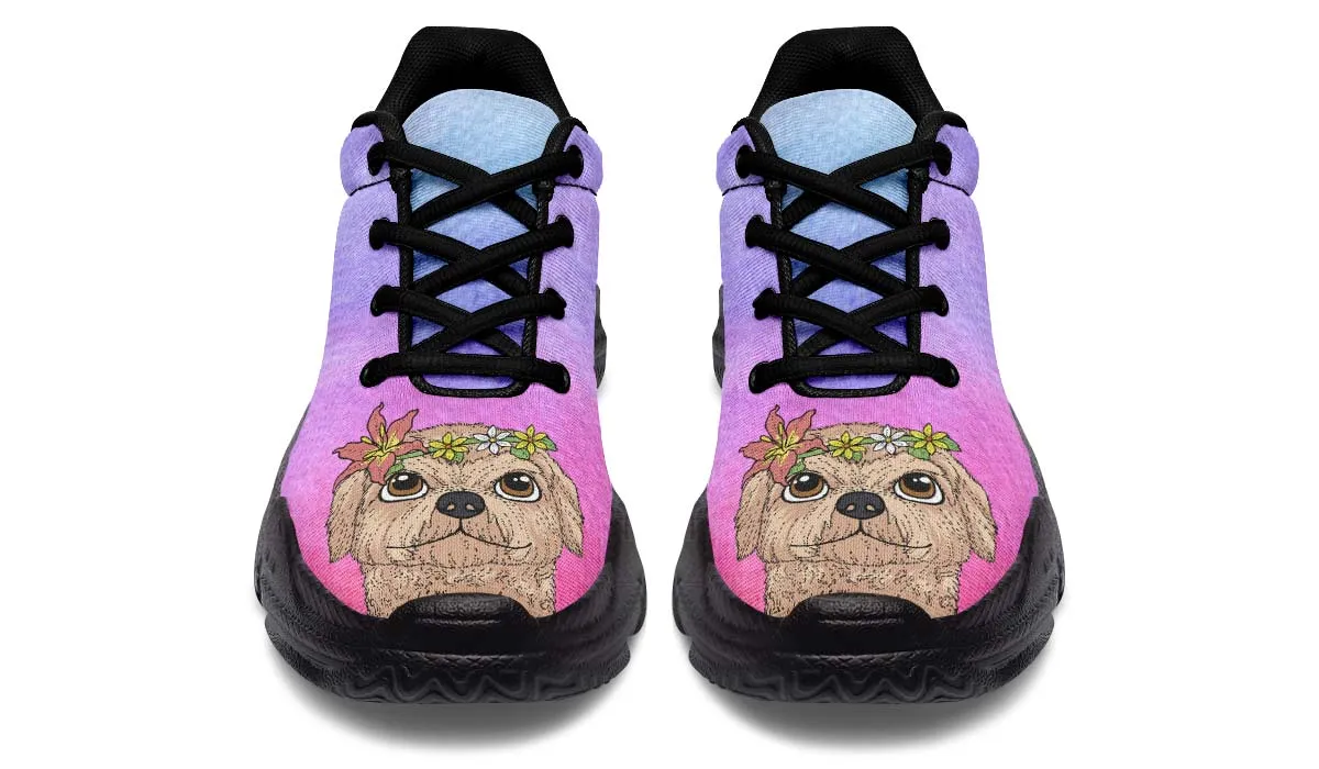 Fun Floral Goldendoodle Chunky Sneakers