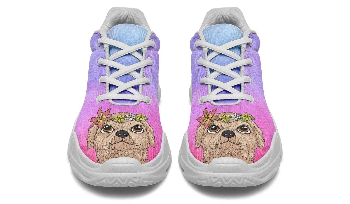 Fun Floral Goldendoodle Chunky Sneakers