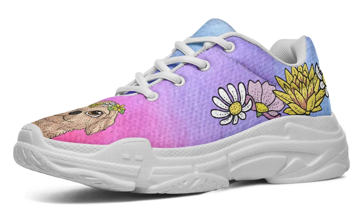 Fun Floral Goldendoodle Chunky Sneakers