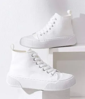 High top lace-up front canvas shoes