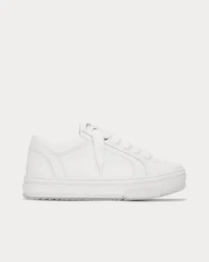 HTN Low Tumbled Leather Flat White Low Top Sneakers